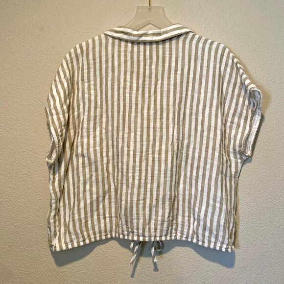 Beach Lunch Lounge Stripe Button Up Cotton Top Drawstring XL - Picture 4 of 4